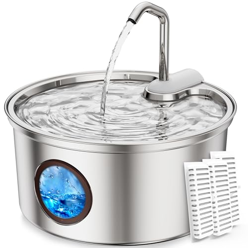 Cat Water Fountain Stainless Steel - 108oz/3.2L Large Capacity Cat Fountain for Drinking, Ultra Quiet Metal Pet Water Fountain for Cats, Small Dogs, Multiple Pets by tomxcute - Used condition - US$24.25