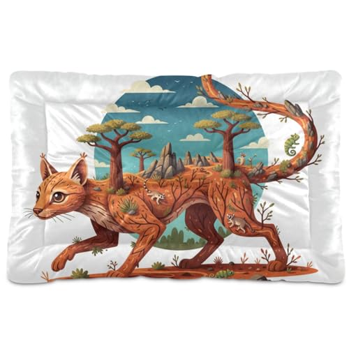 GuoChe Fossa Madagascar Dry Safari Collage Panier lavable antidérapant doux et confortable pour chiens de petite, moyenne et grande taille 91,4 x 61 cm