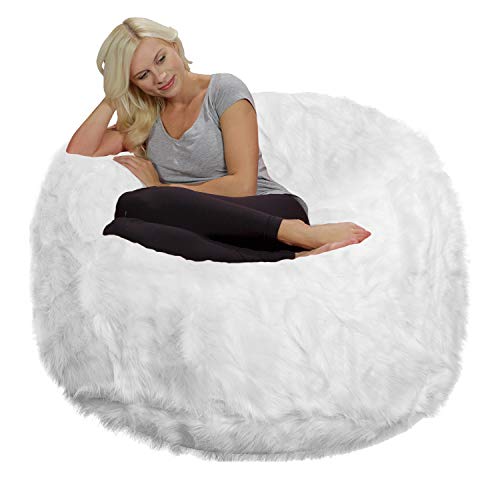 Chill Sack - Bean Bags Memory Foam Bean Bag Chair, 4-Feet Plush Faux Fur Cover #TOP3