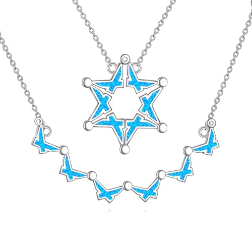 AXOMY Star of David Necklace 925 Sterling Silver Butterfly Folding