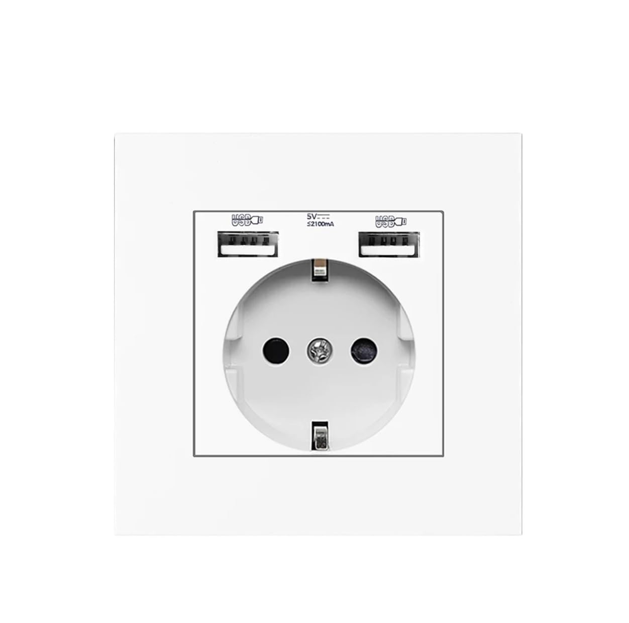 Wall USB Power Socket, Many Style Panel, Bedroom Socket,AC 110V-250V 16A Wall Embedded, Double USB EU Standard Outlet(White (No USB))