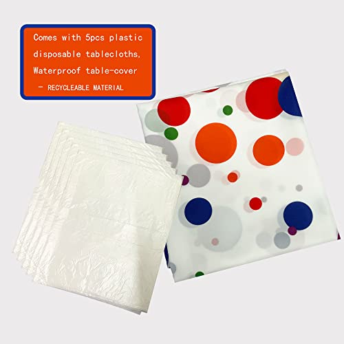 Rainbow Dot Tablecloth Colorful Polka Dot Tablecloth 54"X108" Rectangle Polyester Fabric Table Cover For Rainbow Birthday Baby Shower Christmas Carnival Festival Paint Theme Party Decor Supplies #TOP3