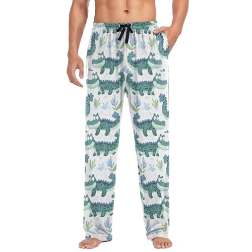 vvfelixl Mens Pajama Pants Cute Cartoon Crocodile Men's Pajama Bottoms Sleep Lounge Pj Pants for Men Drawstring Pockets S-XXL2