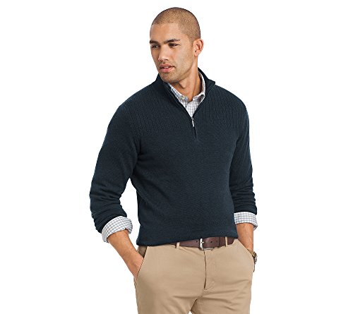 Van Heusen Men's Long Sleeve 1/4 Zip Solid Soft Pullover Sweater
