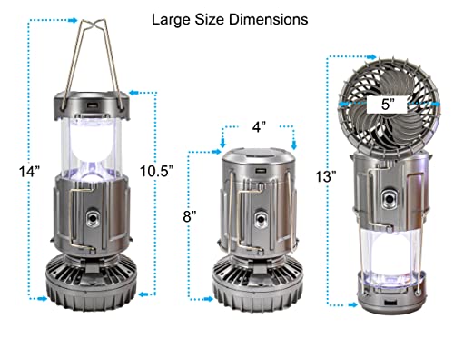 Large Solar Lantern Powered Led Light & Fan - 6 In 1 Portable Collapsible Rechargeable Camping Lamp W/ Fan, Charging Station & Battery Backup Indoor Outdoor - Large Size (Yso4040343_Copper) #TOP1