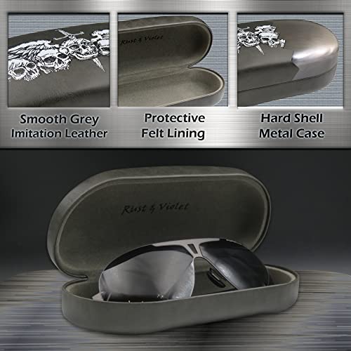 Image of MyEyeglassCase - Large Sunglasses Case - Hard Glasses Case Holder w /Pouch & Cloth - Eyeglass Case Aviator Frames Men & Women