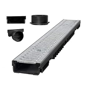 Bielbet Afwateringsgoot hoogte 55 mm 1 m set incl. eindkap en aansluitstuk DN75