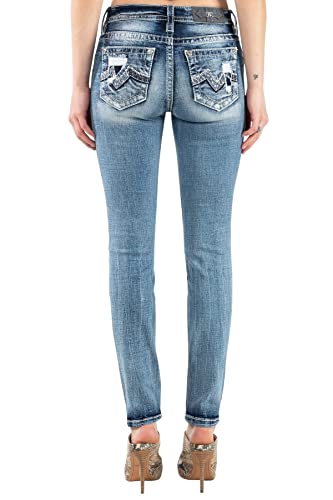 Miss Me Women's Mid Rise Broken Wavy M Skinny Jeans
