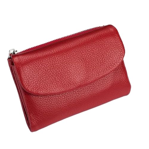 Unisex Pebble Real Leather Rfid Wallet Womens Soft Small With Rfid Anti-Theft Protection Waterproof And Large Capacity (Red)