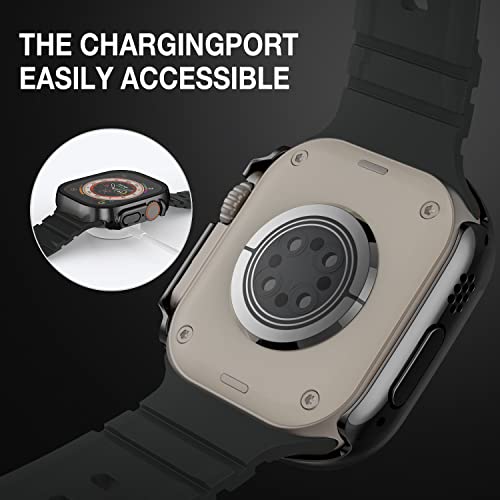 Image of Case Compatible with Apple Watch Ultra 49mm with Built-in Tempered Glass Screen Protector, All-Around Ultra-Thin Bumper Full Cover Hard PC Protective Case for iWatch, Black
