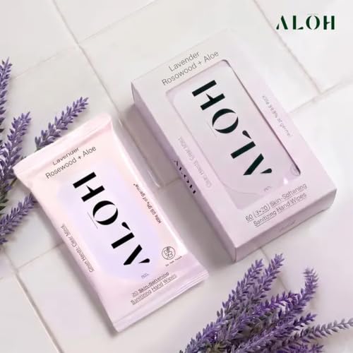 Image of ALŌH Lavender Rosewood + Aloe Hand Sanitizer Wipes, Travel Size