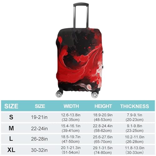 Red Black White Abstract Luggage Cover, Washable Elastic Suitcase Cover Protector Fit 18-32 Inch Luggage2