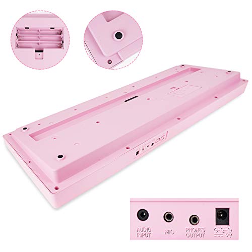 Vangoa Vgk610 Piano Keyboard, 61 Mini Keys Portable Music Keyboard For Beginners With Microphone, 3 Teaching Modes, 350 Tones, 350 Rhythms, 30 Demos, Pink #TOP7