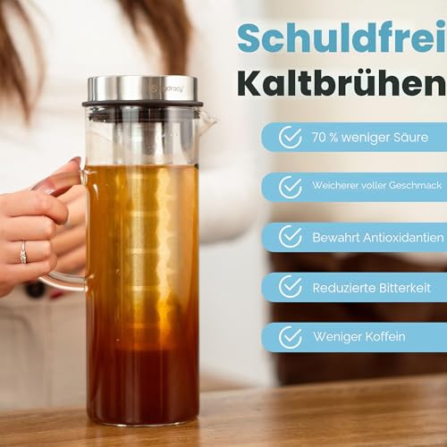 Cold Brew Kaffee Kalt Zubereiter,Glas Karaffe für Eiskaffee & Eistee 1,5L – Bild 3