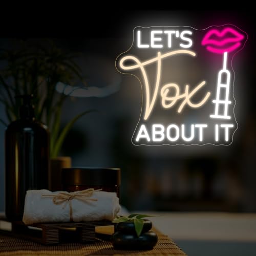 Image of Let's Tox about it Neon Sign Botox LED Light Injector Spa Studio Decor | USB Powered Dimmable Beauty Spa Sign Medspa Decoration Business Open Welcome Wall Art, 14.6 inchx13.4 inch