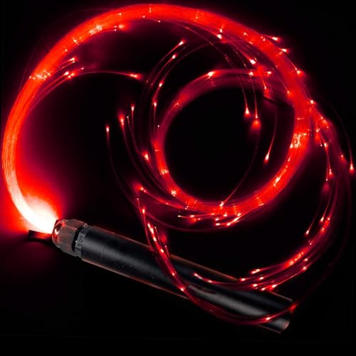 AioAuiy LED Fiber Optic Whip 6ft Rechargeable LED Whip Lights for Dance with 7 Colors and 5 Glow Modes for Dancing Parties Light Shows Music Festival