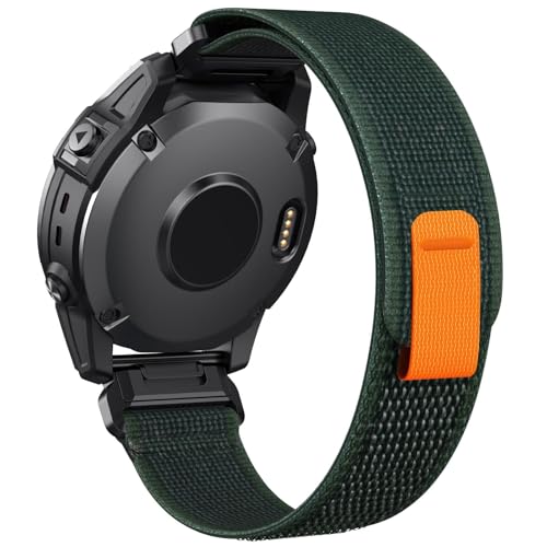 EKINS Para Garmin Fenix ​​7X/6X/5X Bandas, 26 mm Easy Fit Nylon Bandas para Garmin Fenix ​​3/5X Plus/6X Pro/Tactix Delta/Enduro 2 bandas, talla única, ágata