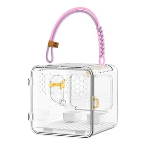 Transportbox voor papegaaien met drankjes en transparante transportbox voor agapornis – voor parkieten, papegaaien, kanaries, agapornis, cacadus, hamsters en eekhoorns