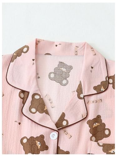 Image of Verdusa Pajamas For Women Set 2 Piece Summer Pajama Sets Cute Pjs Lounge Matching Button Shirt with Shorts