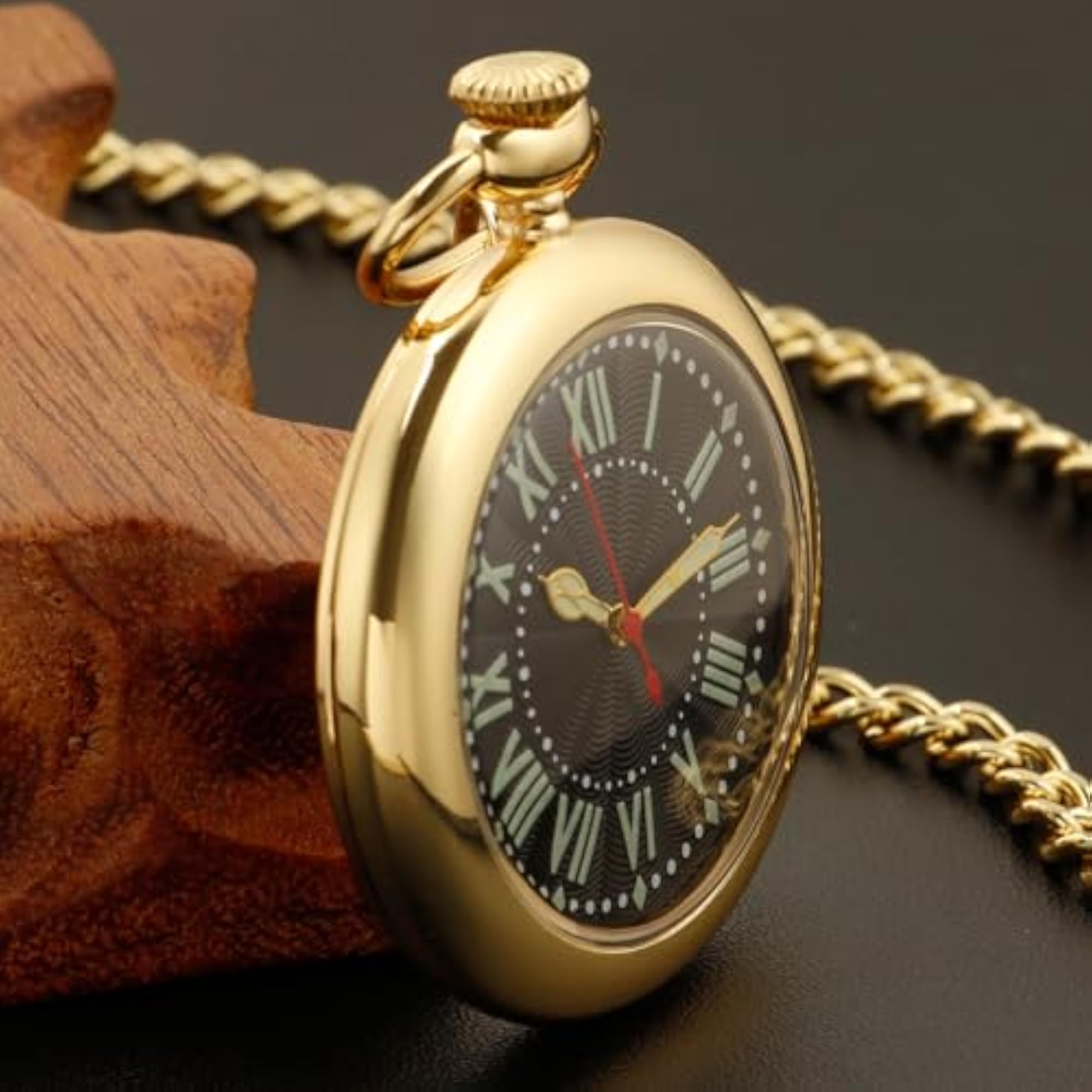 Men's Arabic Digital Dial Pocket Watch with Chain