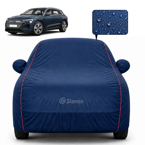 Image of Car Cover for Audi Q8 e-tron EV | 100% Waterproof Heavy-Duty 3-Layer Car Body Cover | All-Weather Rain, UV, Sun & Dust Protection | Custom Fit | Mirror & Antenna Pockets | Navy Blue