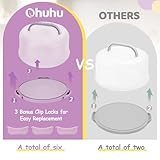 Ohuhu Cake Carrier with Handle, Portable Round Cake Box for 10 Inch Cake, Cake Storage Container with Cover Two Sided Base for Pies Nuts Fruit, Safe Storage & Transport, Great Gift Choice - Image 6