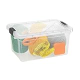 Superio Small Clear Storage Box with Lid, 6.6 Quart Plastic Container Bins for Organizing, Stackable Crates, BPA Free, Non Toxic, Odor Free, Organizers for Home, Office, School, and Dorm