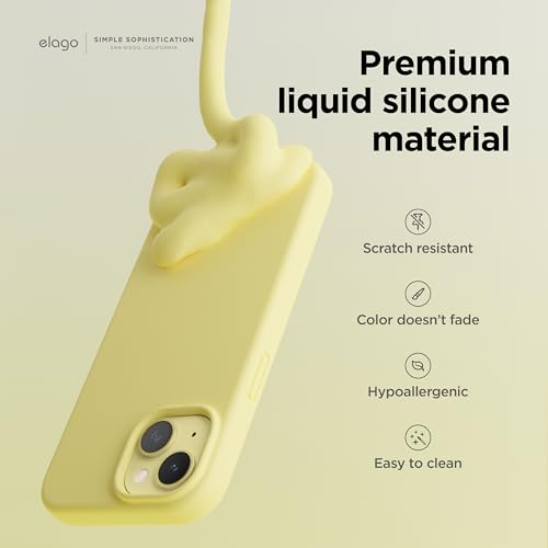 Elago Cover Silicone Liquido Compatibile Con Iphone 15 Case, Custodia Silicone Premium, Protezione Completa [Struttura Antiurto A 4 Strati], Fodera In Morbida Microfibra Antigraffio (Giallo) - 3