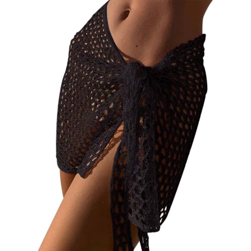 Aopwsrlyi Sarong Wraps for Women Swimsuit Cover Up Hollow Out Knitted Wrap Skirts Sheer Mesh Summer Beach Cover Ups