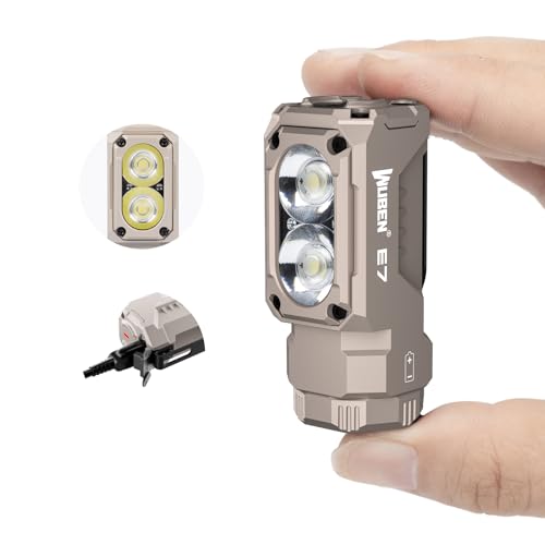 WUBEN E7 1800 Lumen Khaki Wiederaufladbare Mini-Taschenlampe mit Magnet – superhelle 6 Modi EDC-Taschenlampe, wiederaufladbare Typ-C-LED; IP68-Tasch