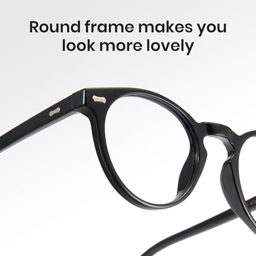 Image of Cyxus Blue Light Blocking Glasses Women Men Circle Round Chunky Retro Frame Eyeglasses for Computer Gaming 8238