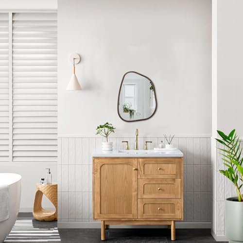 Miroir mural asymétrique bois HD 35x25 cm HLFMVWE