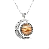 Oranger Planeten-Mondschmuck Jupiter Geisha-Anhänger, Orange Planet Halskette, Orange Planet Mond Schmuck, Mond Halskette, Glas Kunst Bild
