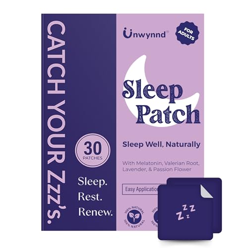 Unwynnd Sleep Patches For Adults | Plant-Based Melatonin 5mg For Deep Sleep & Stress Relief With L-Theanine, Valerian Root, Lavender | Skin-Friendly, Easy-Use, & 8-Hour Sleep Aid | 30 Patches