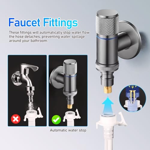 Image of Washing Machine Faucet, Water Spigot with Hose Handle, Washing Machine Tap Dishwasher Angle Valve Laundry Tap(Grey)