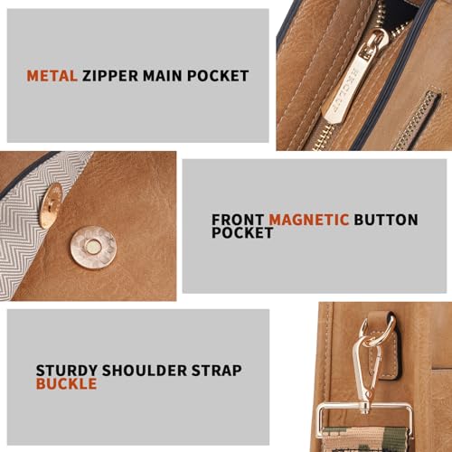 Image of HKCLUF Crossbody Bags for Women Trendy Vegan Leather Hobo Handbags With 2PCS Adjustable Guitar Strap Shoulder Bucket Bags