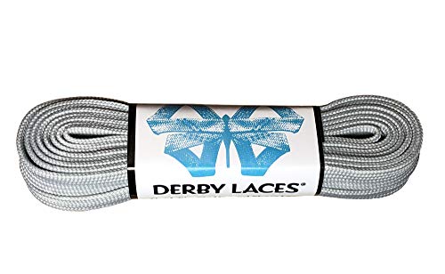 Derby Laces ORIGIN Wide 10mm Hockey Style Waxed Lace for Skates, Roller Derby, Work Boots, and Hiking (Solid Gray, 108 Inch / 274 cm)