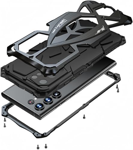 Lunivop for Samsung Galaxy s22 Ultra case (5G 6.8 inch 2022) Metal Rugged Heavy Duty The Inner Silicone Cover with Camera Protection Shockproof Phone Case Funda Military Grade Black