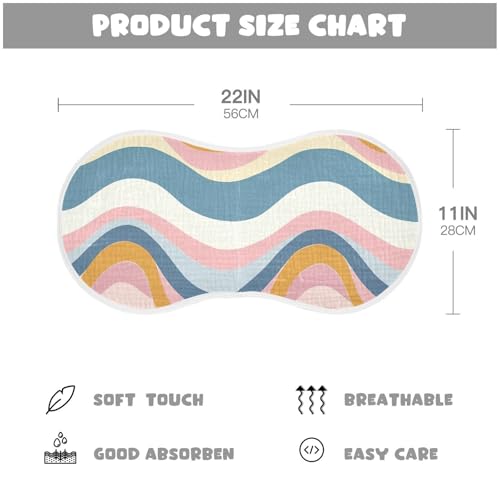 2 Pack Baby Burp Cloths, Soft Absorbent Burping Cloths for Babies, Cotton Milk Spit Up Rags, Large Size for Newborns, Baby Boys and Girls (Simple Colored Ripple)4
