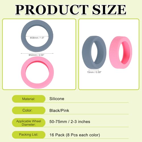 Image of 16 Pack Luggage Wheel Protection Cover, Wear Resistant Anti Noise Silicone Protector Cover for 2-3 inch Spinner Wheel for Suitcase Chairs Caster Travel, Pink /Gray Blue