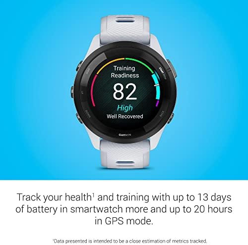 Garmin Forerunner® 265, Running Smartwatch, 46mm, Whitestone/Tidal Blue - View 6