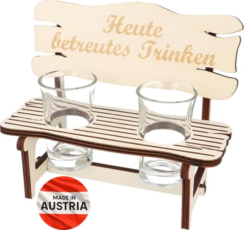 XL Echtholz Schnapsbank mit Gravur |Holzbank mit 2Schnapsgläsern|Vatertagsgeschenk|Trinkspruch|Schnapsbrett|Geschenke Paare|Schnaps Geschenk für Papa|Geburtstag|Jubiläum (XL, Betreutes Trinken)