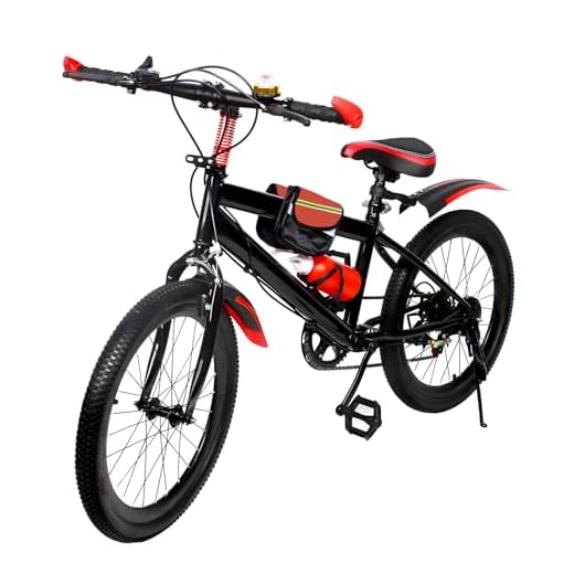 PurpleMinder Bicicleta de Montaña de 20 Pulgadas para Niños, 7 Velocidades Bicicleta Infantil Altura Ajustable, Bicicletas para Niños 7-13 Años con Doble Freno de Disco, Guardabarros, Botella (Rojo)