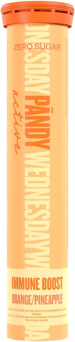 PÄNDYActive Immune Boost ORANGE & PINEAPPLE – Multivitamin, Zero Sugar, Strengthening, Vitamin B6, B12, D, C, Zinc, Effervescent Tablets, 1x20, One Size