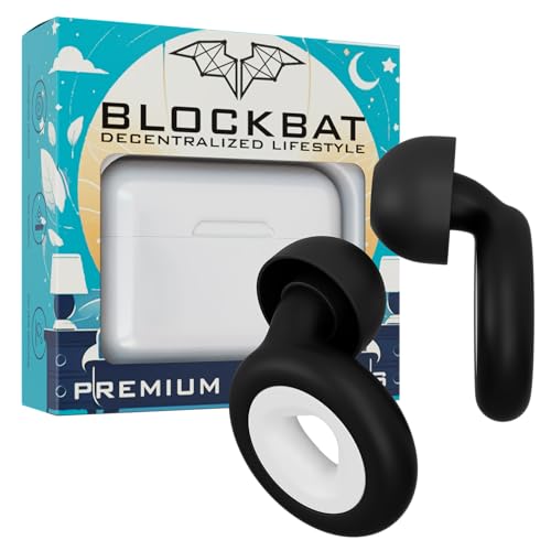 BLOCKBAT® Tapones para dormir sin ruido, Fabricados con silicona suave. Reutilizables, Incluye estuche para guardarlos. Tapones antironquidos, ear plugs (Negro/Blanco)