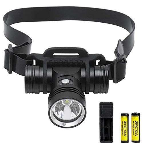 Phare de plongée à LED haute lumens Lampe frontale de natation rechargeable de 2000 lumens 3 modes d'éclairage IPX8 Lampe frontale étanche Lampe frontale de sécurité sous-marine pour la plongée.