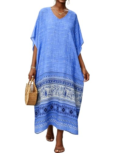 Image of Kaftan Dresses for Women V Neck Caftan Batwing Sleeve Swimsuit Cover Up