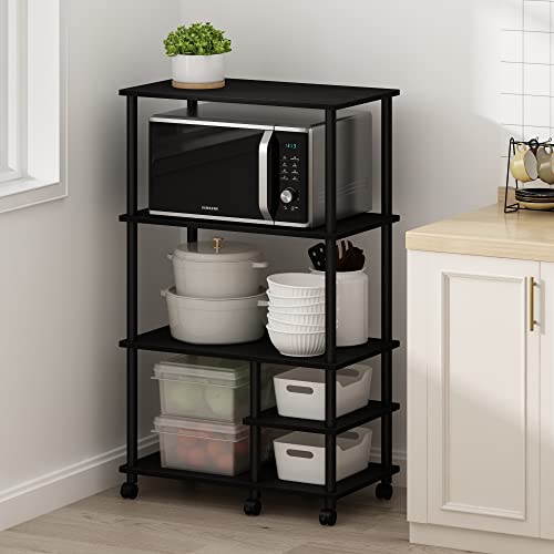 Furinno Turn-N-Tube 4-Tier Toolless Kitchen Storage Shelf Cart, Americano/Black - image 3