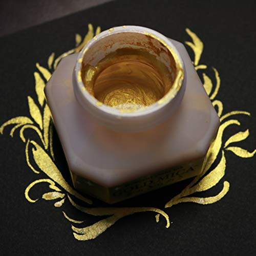 Image of ZIG Metallic Gold Ink 60g Artist Pigment for Calligraphy, Sumi Art, Illustration, Painting & Decorative Craft Work, Smooth Rich Gold Finish, Made in Japan