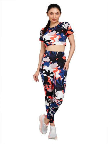 Image of SSoShHub Tights Top High Waist Stretchable Gym Tights and CropTop Bra Gym wear /Active Wear Tights Yoga Pants Zumba /Dance Womens Workout Tights and Top Stretchable Workout set